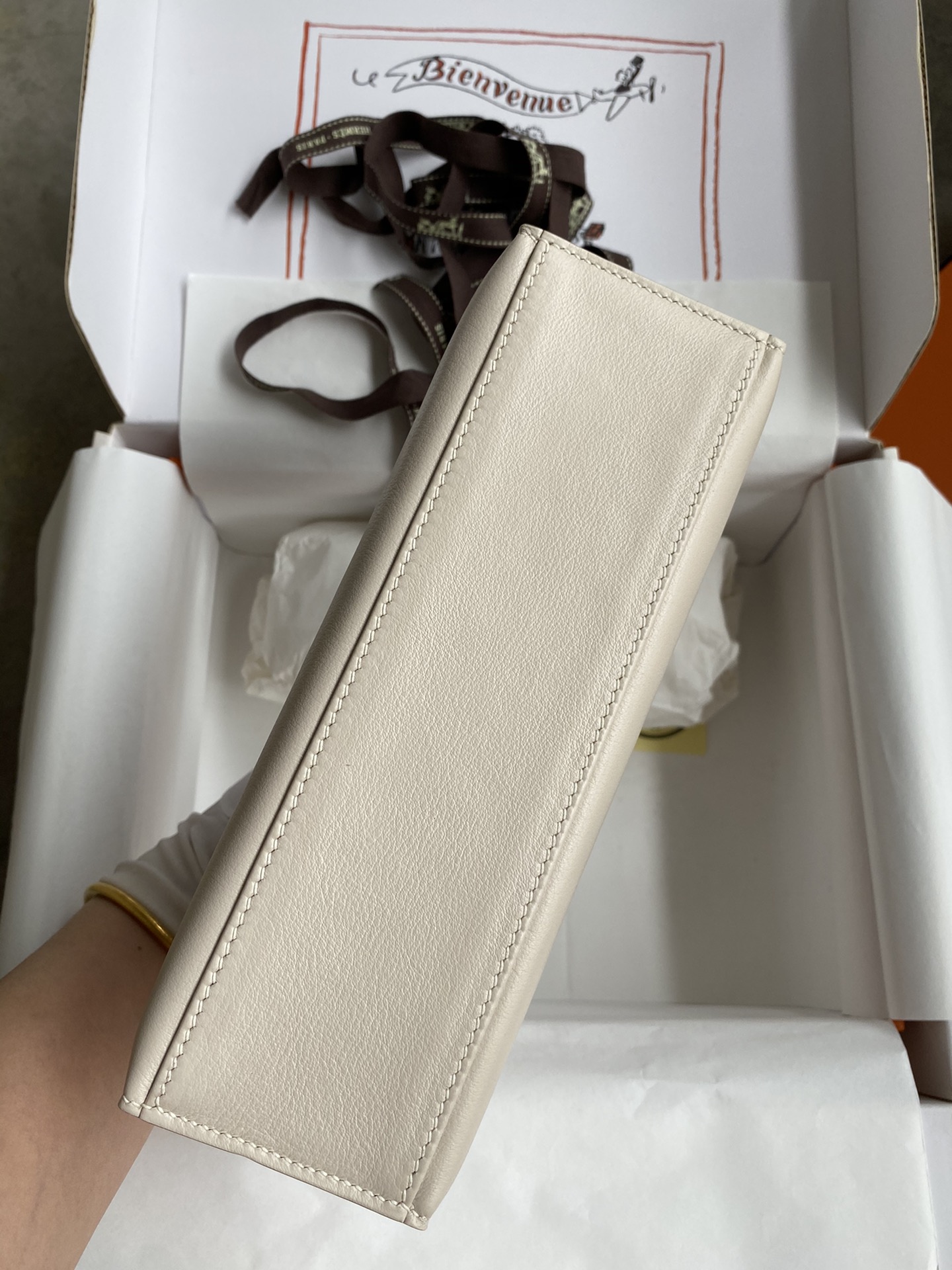 Hermes Mini Kelly Pochette 22cm Bag In White Swift Leather